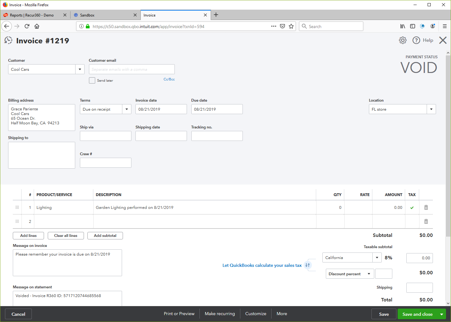 Editing or Voiding an Invoice | RECUR360 TECHNOLOGIES LLC ...